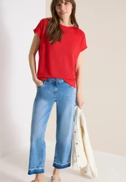 Shirt met boothals in gebreide look