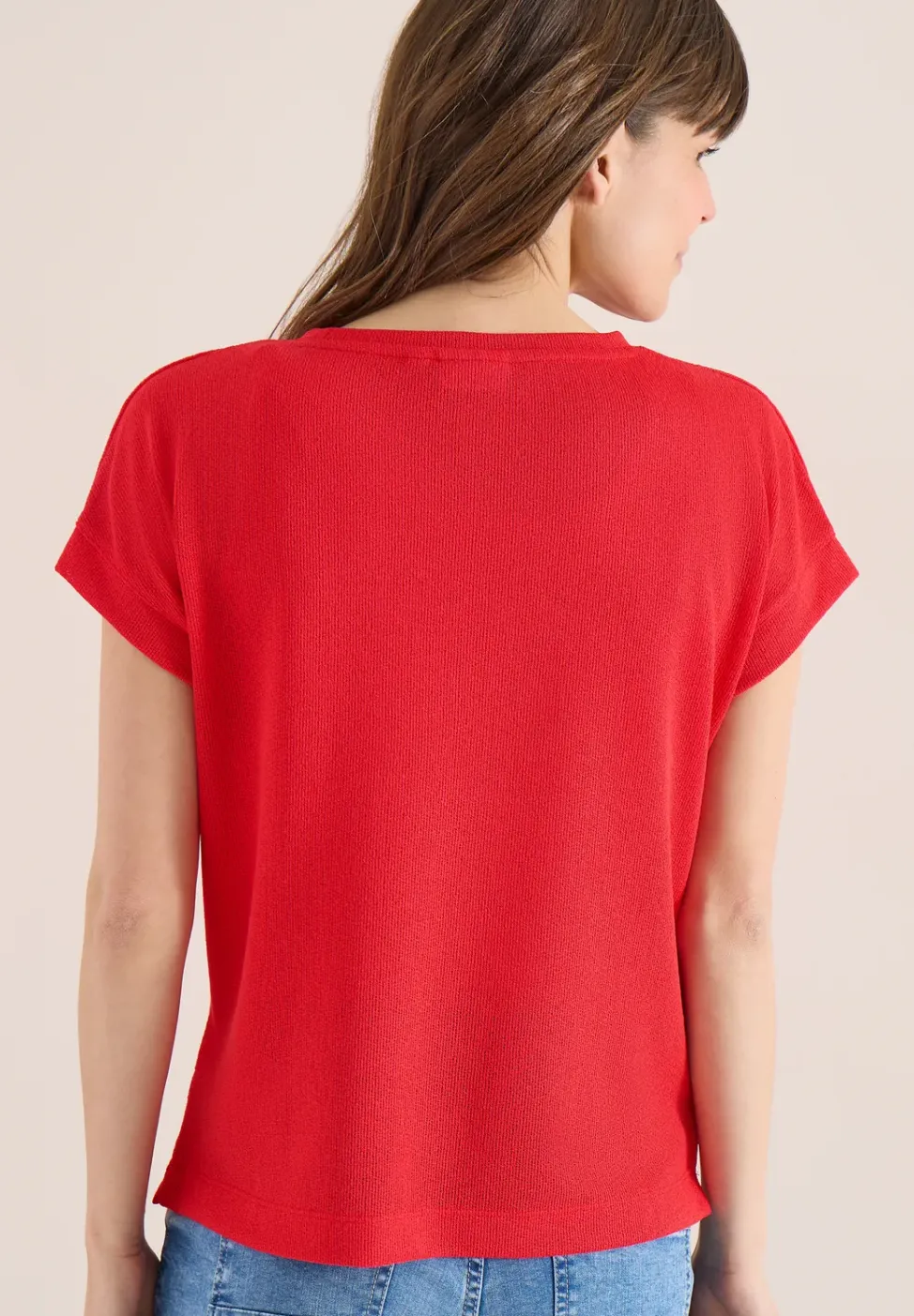 Shirt met boothals in gebreide look