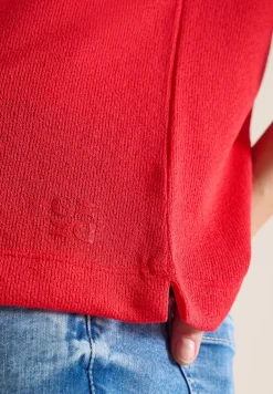 Shirt met boothals in gebreide look