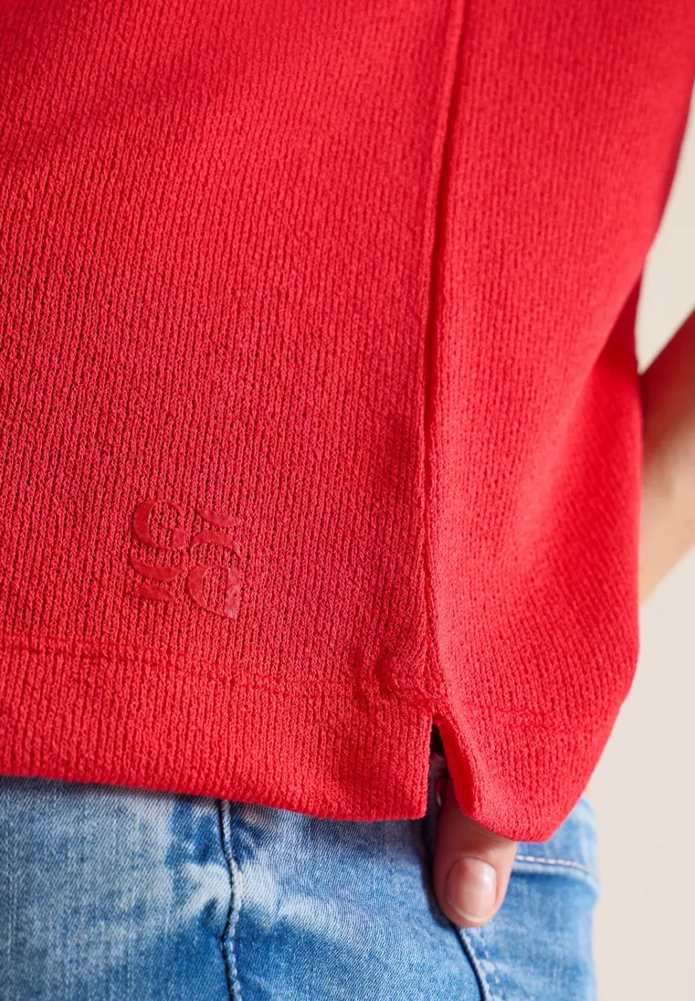 Shirt met boothals in gebreide look