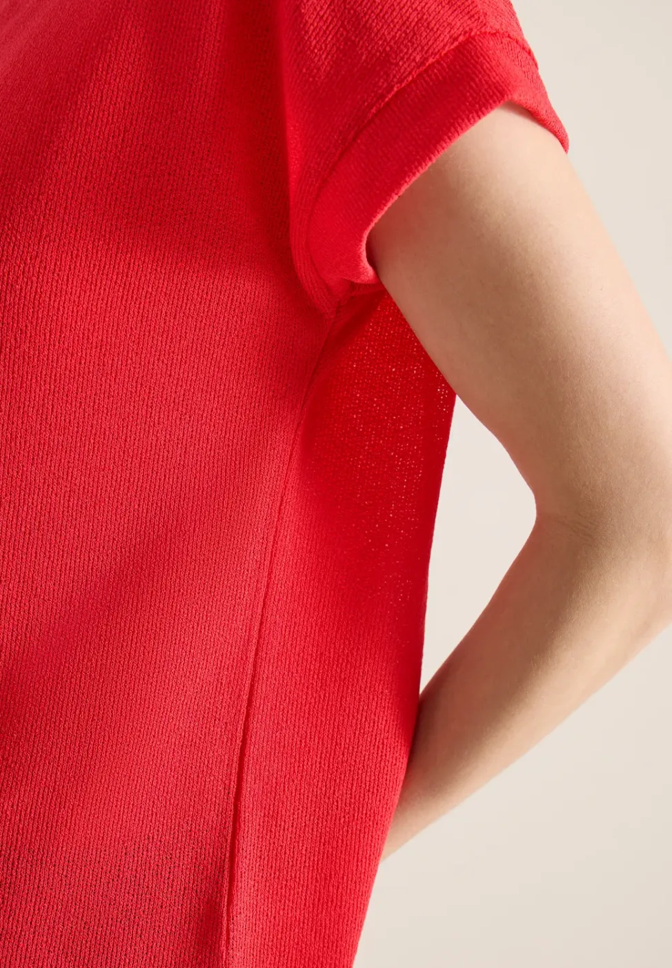 Shirt met boothals in gebreide look