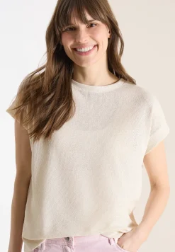 Shirt met boothals in gebreide look