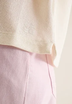 Shirt met boothals in gebreide look