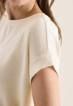 Shirt met boothals in gebreide look