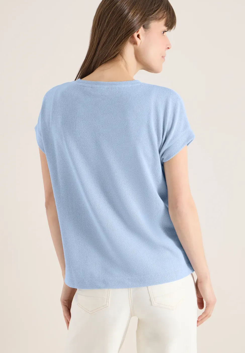 Shirt met boothals in gebreide look