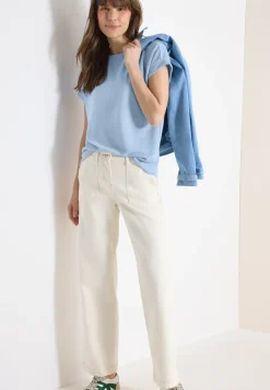 Shirt met boothals in gebreide look