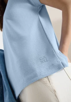 Shirt met boothals in gebreide look