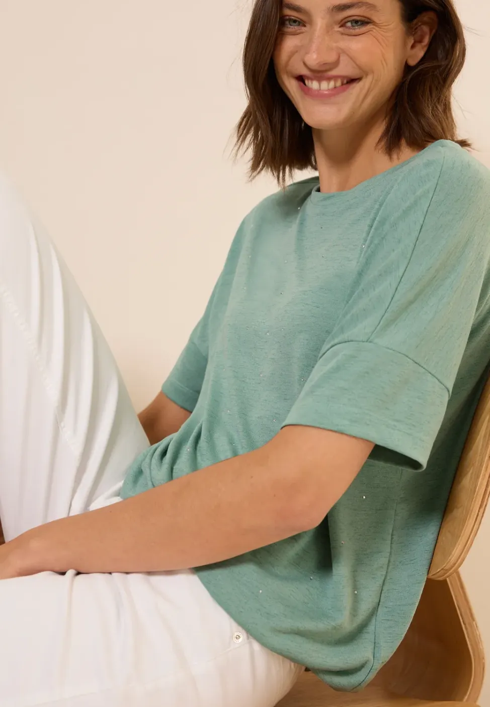 Shirt met decoratieve stenen