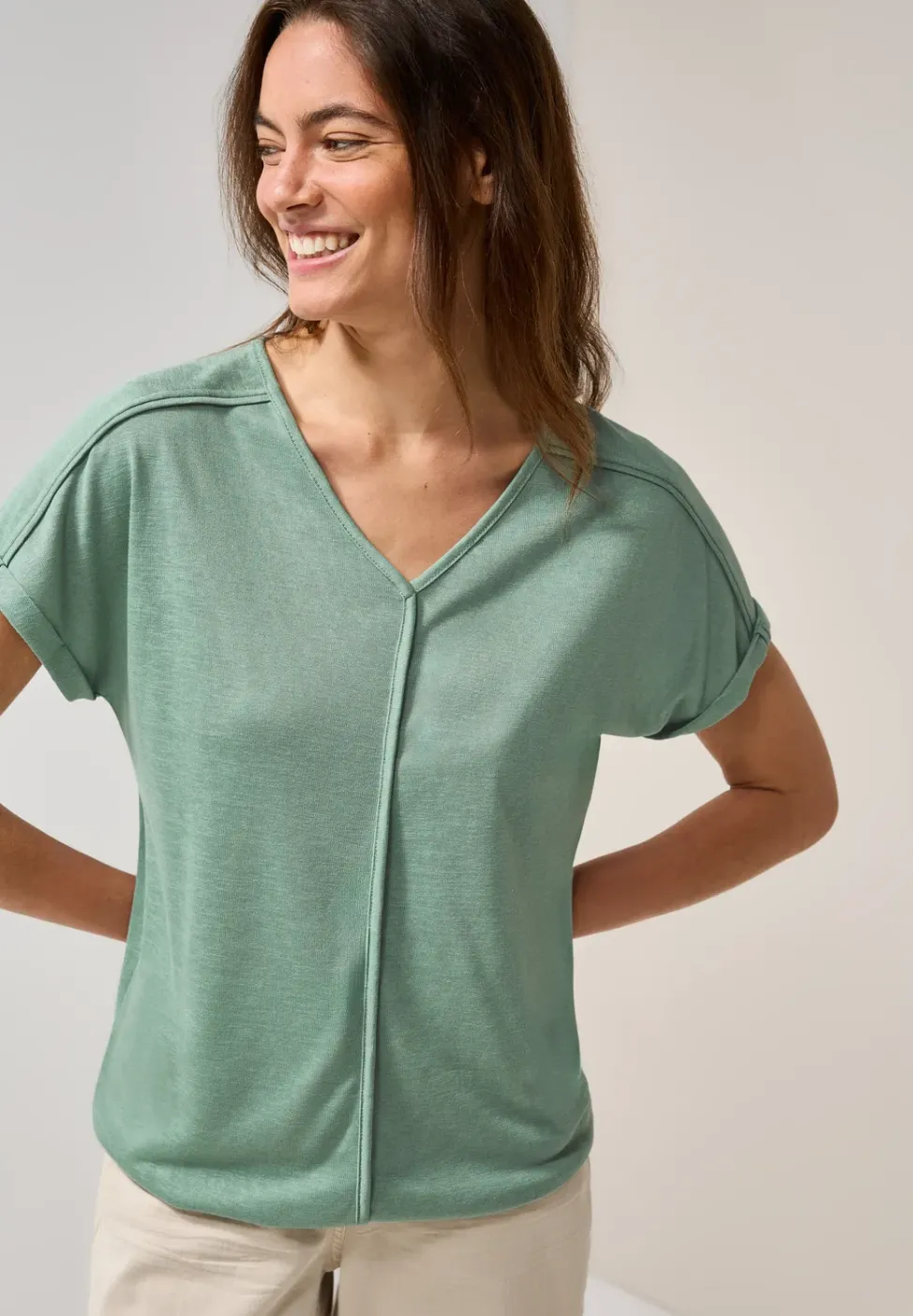 Shirt met decoratieve stiksels