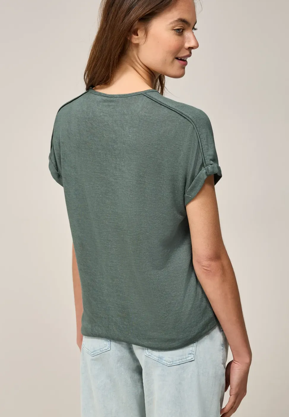 Shirt met decoratieve stiksels
