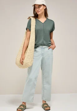 Shirt met decoratieve stiksels