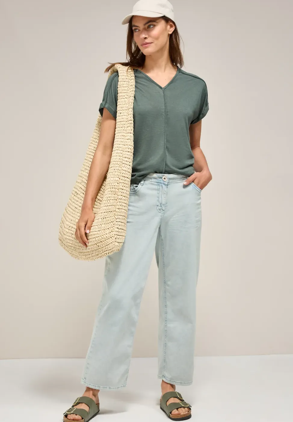 Shirt met decoratieve stiksels