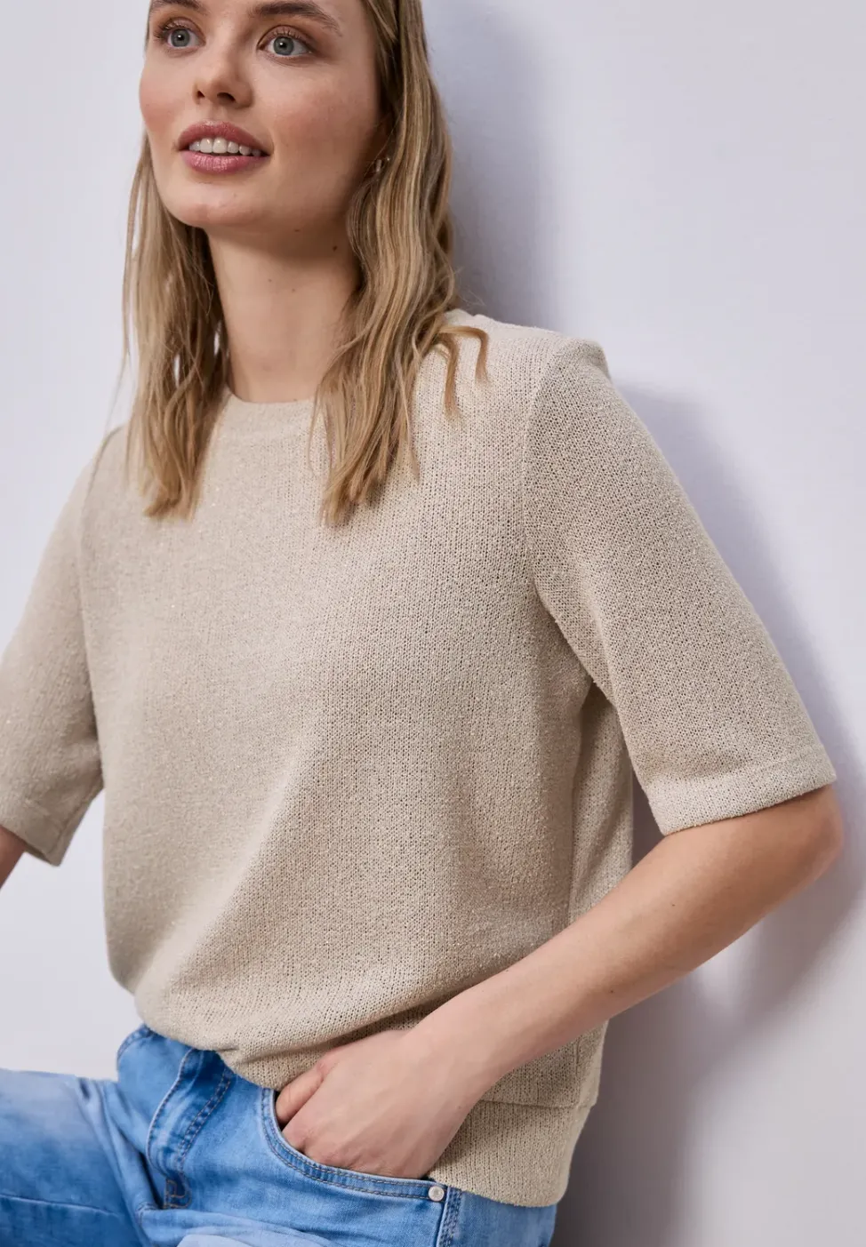 Shirt met een glitterlook