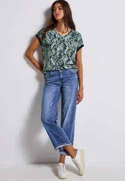 Shirt met gedessineerde V-hals