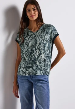 Shirt met gedessineerde V-hals
