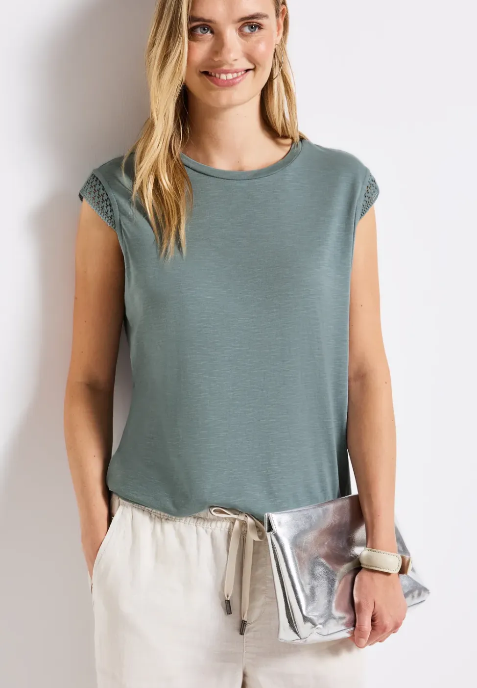Shirt met gehaakte details