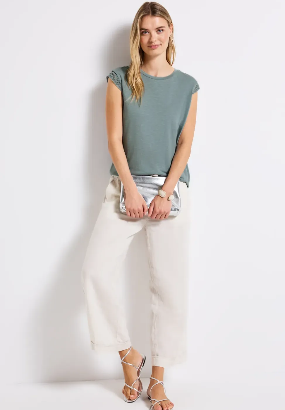 Shirt met gehaakte details