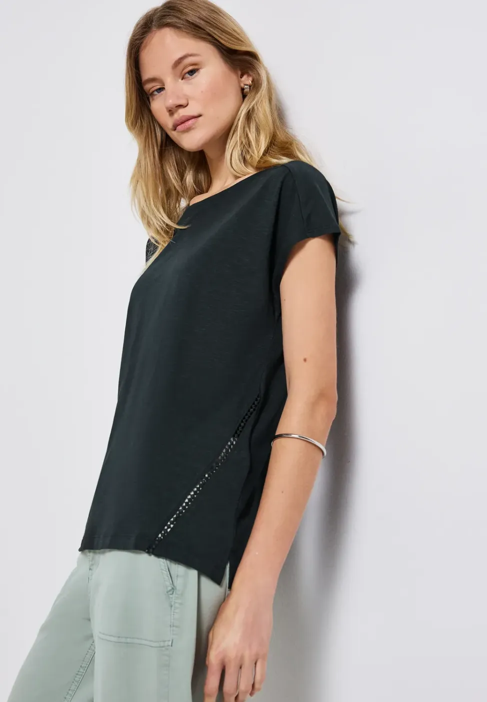 Shirt met gehaakte details