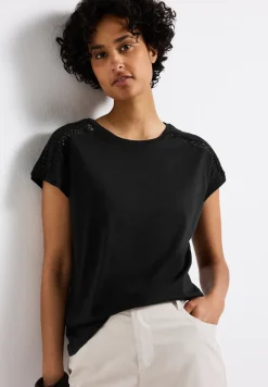 Shirt met gehaakte details