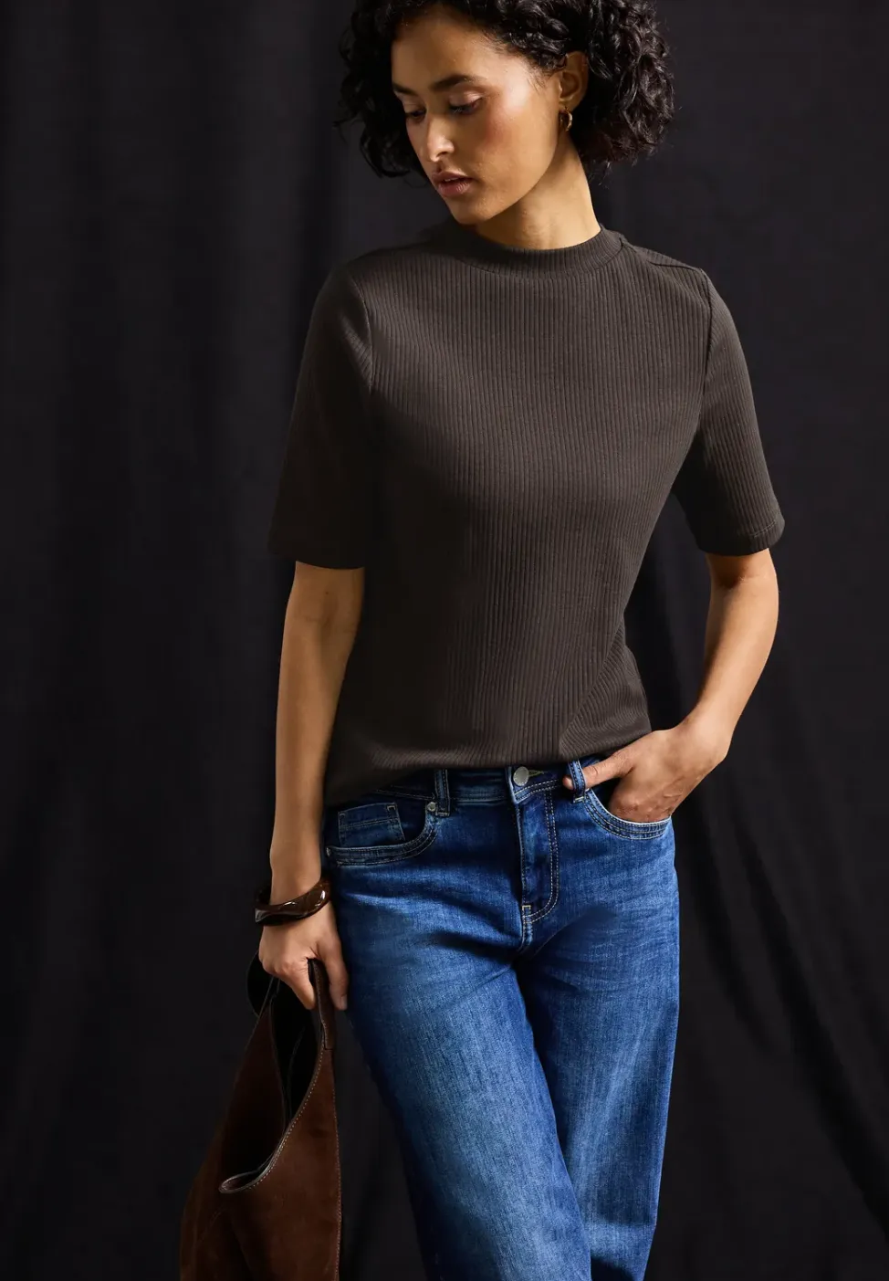 Shirt met geribbelde textuur