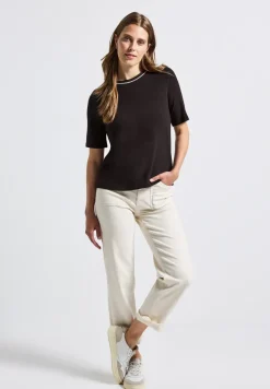 Shirt met geribd detail