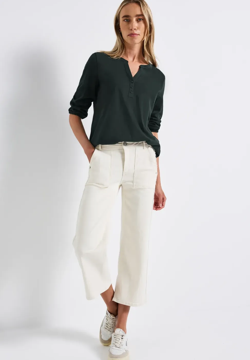 Shirt met gespleten hals