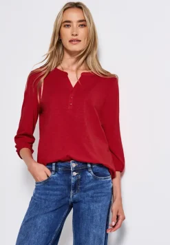 Shirt met gespleten hals
