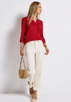 Shirt met gespleten hals