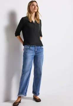Shirt met gespleten hals