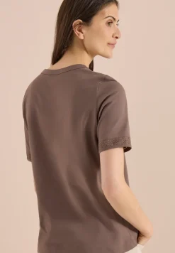 Shirt met gespleten hals en haakband