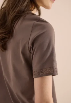 Shirt met gespleten hals en haakband