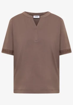 Shirt met gespleten hals en haakband