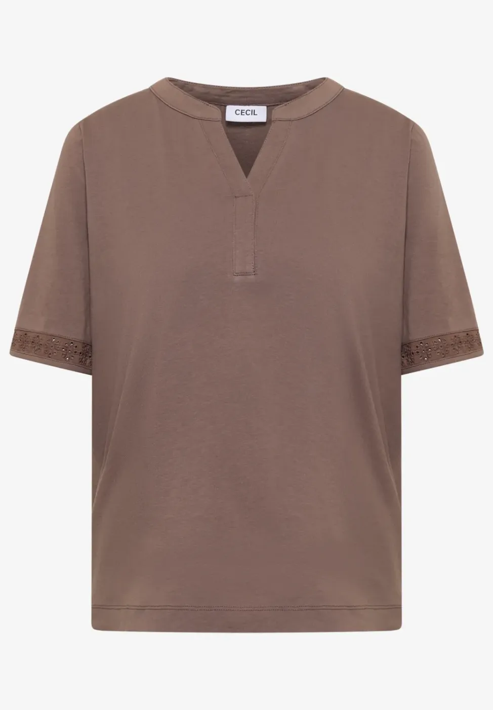 Shirt met gespleten hals en haakband