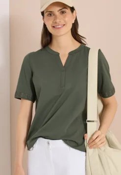 Shirt met gespleten hals en haakband
