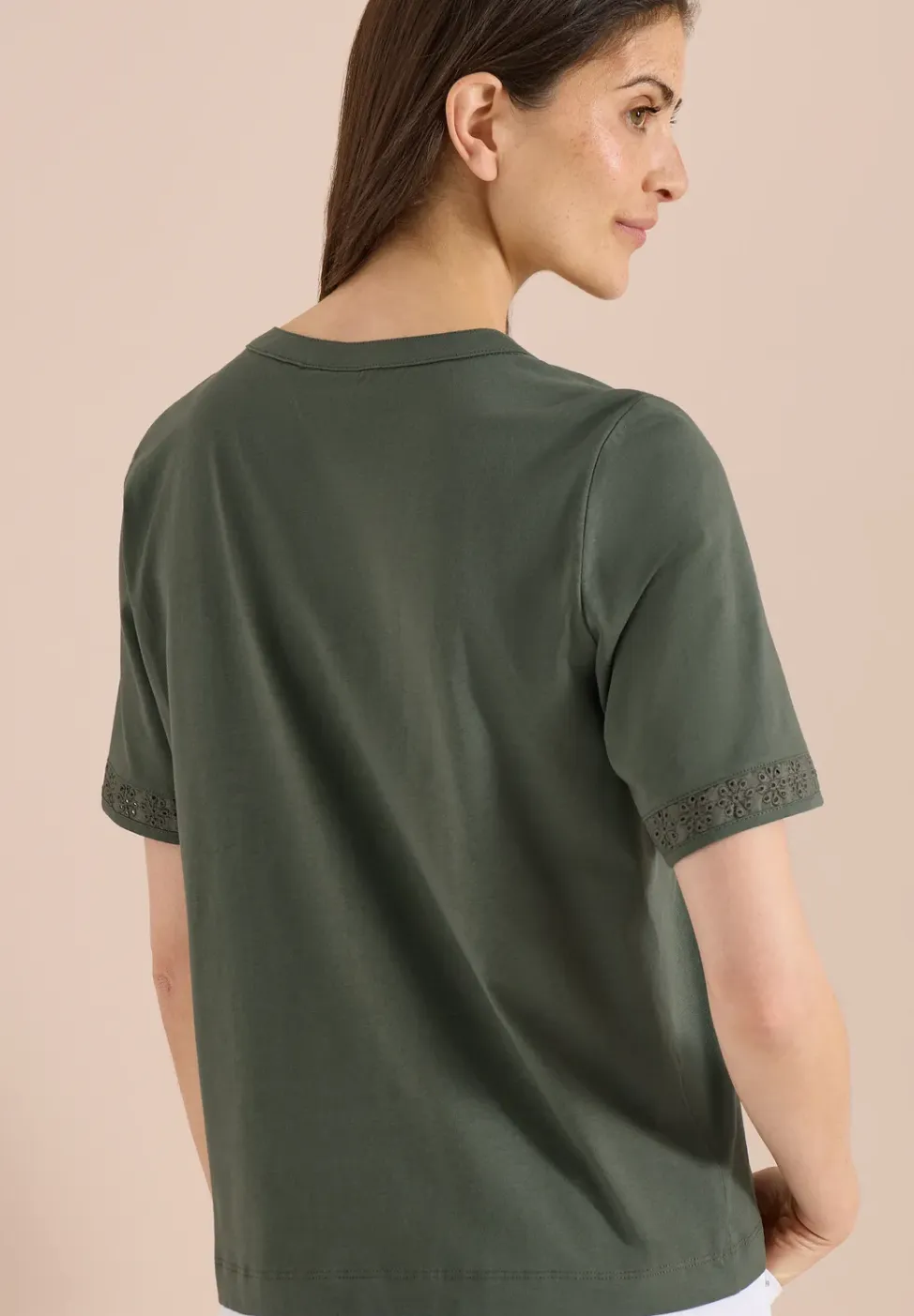 Shirt met gespleten hals en haakband