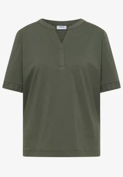 Shirt met gespleten hals en haakband