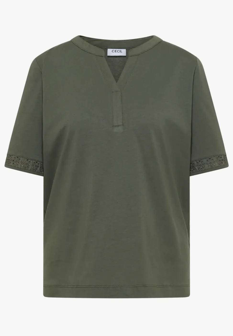 Shirt met gespleten hals en haakband