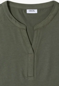 Shirt met gespleten hals en haakband
