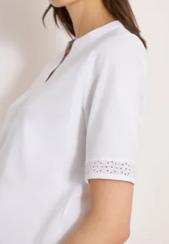 Shirt met gespleten hals en haakband