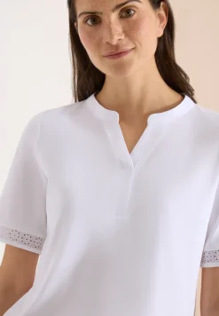 Shirt met gespleten hals en haakband