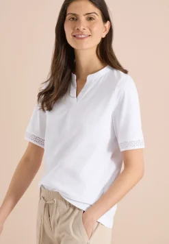 Shirt met gespleten hals en haakband
