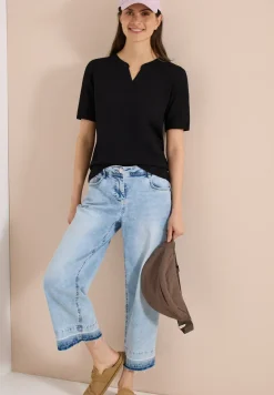 Shirt met gespleten hals en haakband