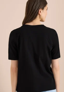 Shirt met gespleten hals en haakband