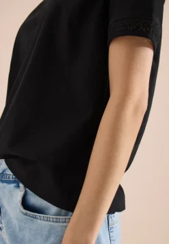 Shirt met gespleten hals en haakband