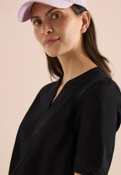 Shirt met gespleten hals en haakband