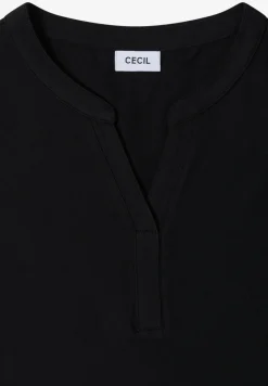 Shirt met gespleten hals en haakband