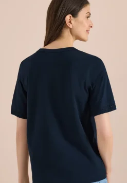 Shirt met gespleten hals en haakband