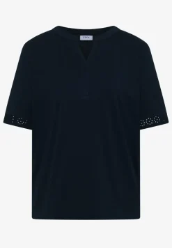 Shirt met gespleten hals en haakband