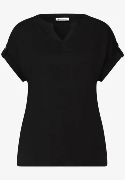 Shirt met gespleten hals en knoopdetails