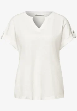 Shirt met gespleten hals en knoopdetails